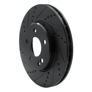 Mercedes-Benz B200 Brake Rotor (1) - Front Left - R1 Concepts - Drilled & Slotted - Black - `06-`11